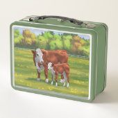 Hereford-Koe en Cute Calf in zomerperiode (Achterkant)