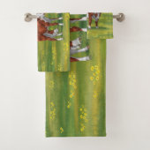 Hereford-Koe en Cute Calf in zomerperiode Bad Handdoek (Insitu)