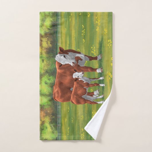 Hereford-Koe en Cute Calf in zomerperiode Bad Handdoek (Handdoek)
