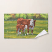 Hereford-Koe en Cute Calf in zomerperiode Bad Handdoek (Handdoek)