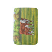 Hereford-Koe en Cute Calf in zomerperiode Badmat (Voorkant Verticaal)