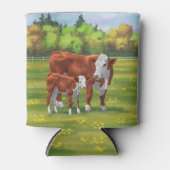 Hereford-Koe en Cute Calf in zomerperiode Blikjeskoeler (Voorkant)