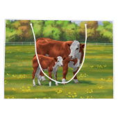 Hereford-Koe en Cute Calf in zomerperiode Groot Cadeauzakje (Achterkant)