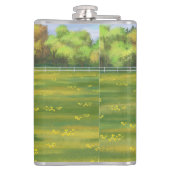 Hereford-Koe en Cute Calf in zomerperiode Heupfles (Achterkant)