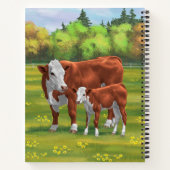 Hereford-Koe en Cute Calf in zomerperiode Notitieboek (Achterkant)