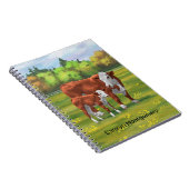 Hereford-Koe en Cute Calf in zomerperiode Notitieboek (Rechterzijde)