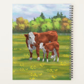 Hereford-Koe en Cute Calf in zomerperiode Planner (Achterkant)