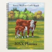 Hereford-Koe en Cute Calf in zomerperiode Planner (Voorkant)