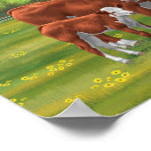 Hereford-Koe en Cute Calf in zomerperiode Poster (Hoek)