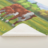 Hereford-Koe en Cute Calf in zomerperiode Sherpa Deken (3/4)