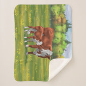 Hereford-Koe en Cute Calf in zomerperiode Sherpa Deken (Voorkant)