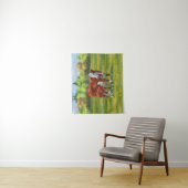 Hereford-Koe en Cute Calf in zomerperiode Wandkleed (In situ)