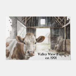 Hereford Koe en Rooster In Barn Deurmat
