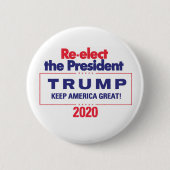 Herelecteer het President TRUMP 2020 Ronde Button 5,7 Cm (Voorkant)