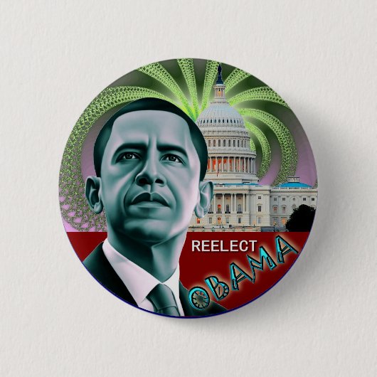 Herelecteer Obama Ronde Button 5,7 Cm (Voorkant)