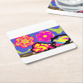 Heremietkreeften bruiloft kartonnen onderzetters (Schuin)