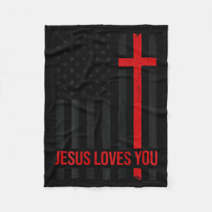 Heren Amerikaanse Vlag Jezus Houdt Van Jou Christe Fleece Deken