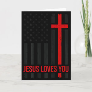 Heren Amerikaanse Vlag Jezus Houdt Van Jou Christe Kaart