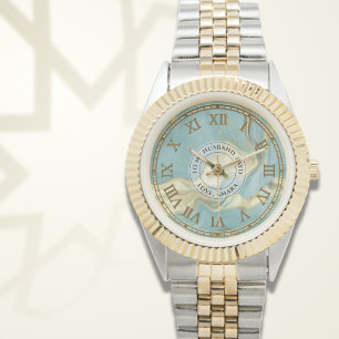 Heren Aqua Marble Romeinse cijferen horloge – Eid 