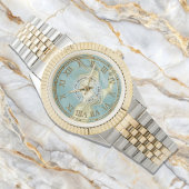 Heren Aqua Marble Romeinse cijferen horloge – Eid