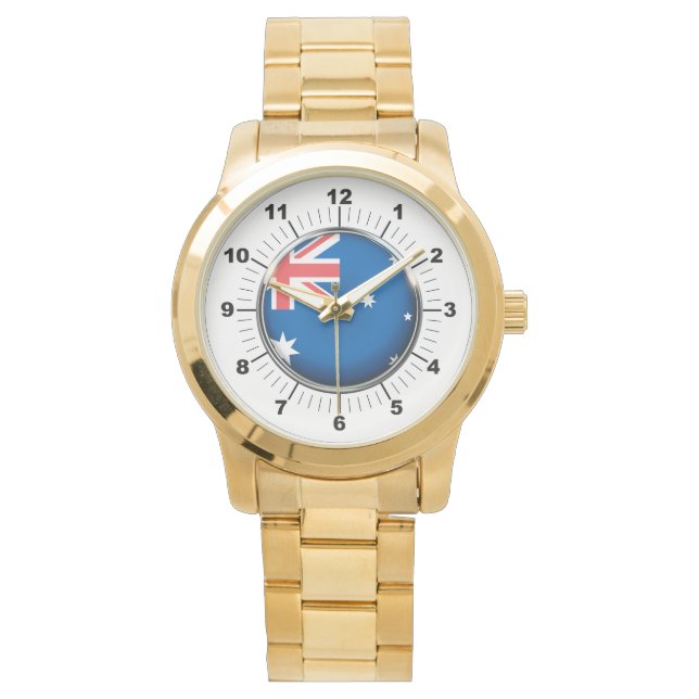 Heren Australië Vlag Oversized Gouden Horloge (Voorkant)