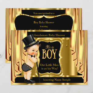 Heren Baby Shower Zwart Gouden Gordijnen Bruine Ha Kaart