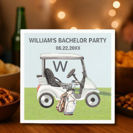 Heren Bachelorfeest Golf Thema Monogram Servet