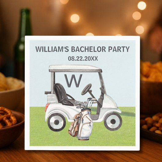 Heren Bachelorfeest Golf Thema Monogram Servet