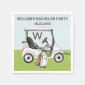 Heren Bachelorfeest Golf Thema Monogram Servet (Voorkant)