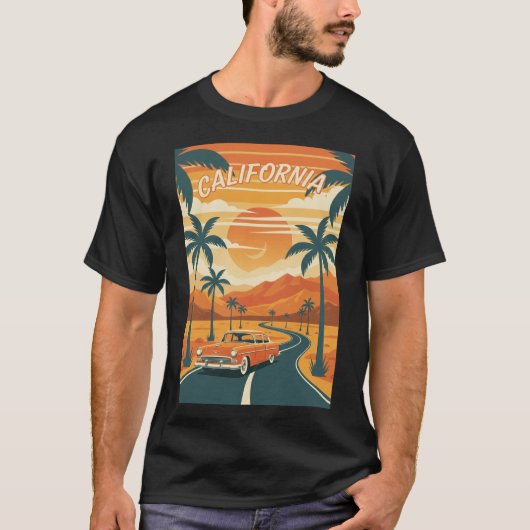 Heren Basic T-ShirtRetro California Reisposter T-shirt (Voorkant)