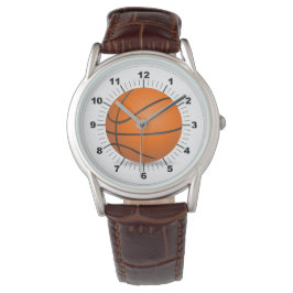 Heren Basketbal Klassieke Bruine Leren Band Horlog Horloge