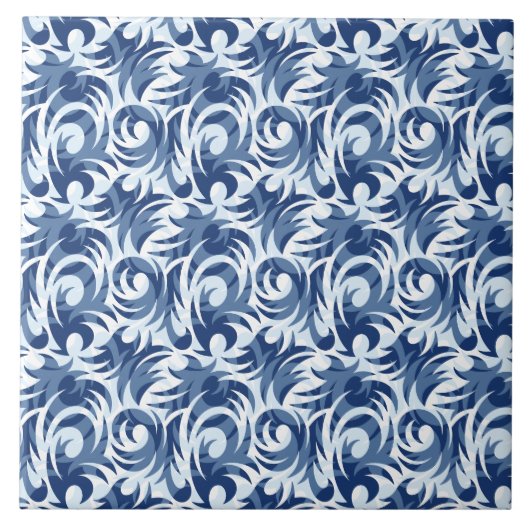 Heren blauw bloempatroon tegeltje (Voorkant)