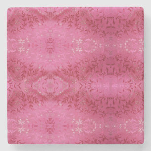 Heren bloempatroon, witte bloemen en roze tak stenen onderzetter