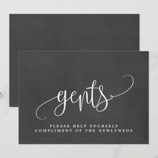 Heren Bruiloft Badkamer Bord - Mooie Calligrafie Aankondiging (Voorkant / Achterkant)