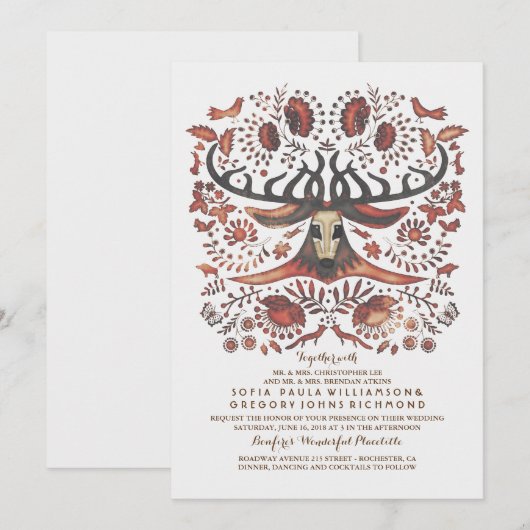 Heren bruiloft uitnodiging met Woodland Animals (Voorkant / Achterkant)