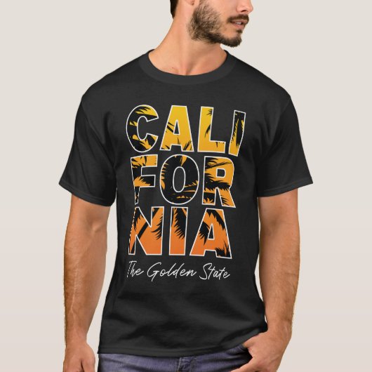 Heren California Palm Trees gevulde letters T-shir T-shirt (Voorkant)