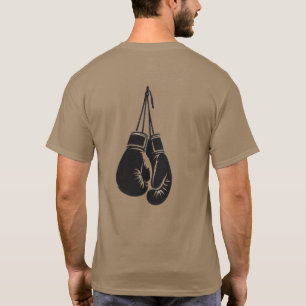 Heren casual T-shirt met bokshandschoenen opdruk a