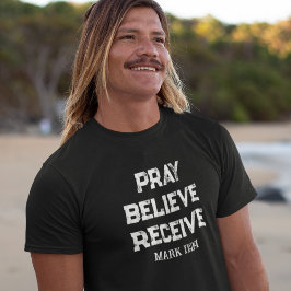 Heren Christelijk T-Shirt met 'Bid, Geloof, Ontvan