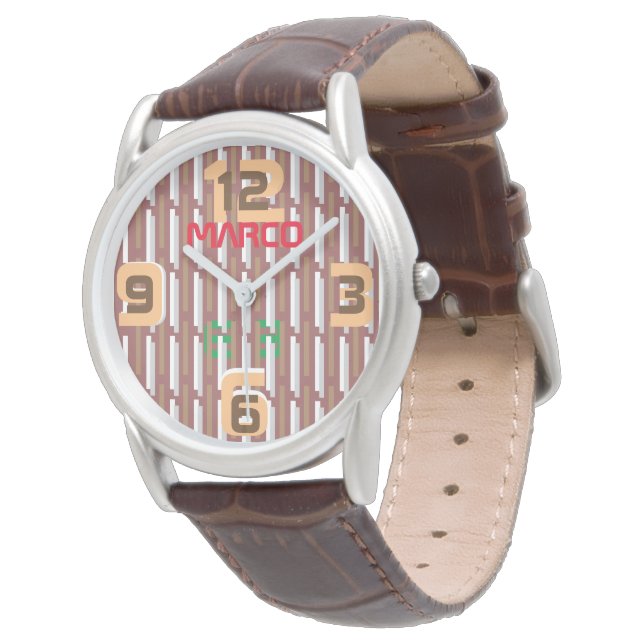 Heren Classic Bruin Horloge met lederen bandje (Gekanteld)