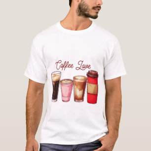 Heren Coffee Art T-shirt   Mooie koffiekopjes Stre