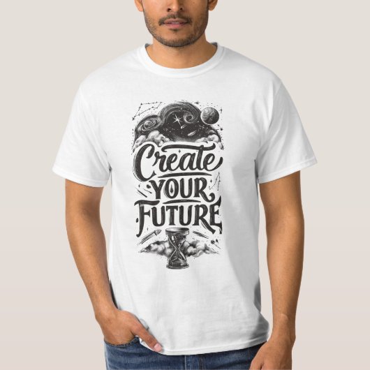 Heren Create Your Future Inspirerende Mystieke Wit T-shirt (Voorkant)