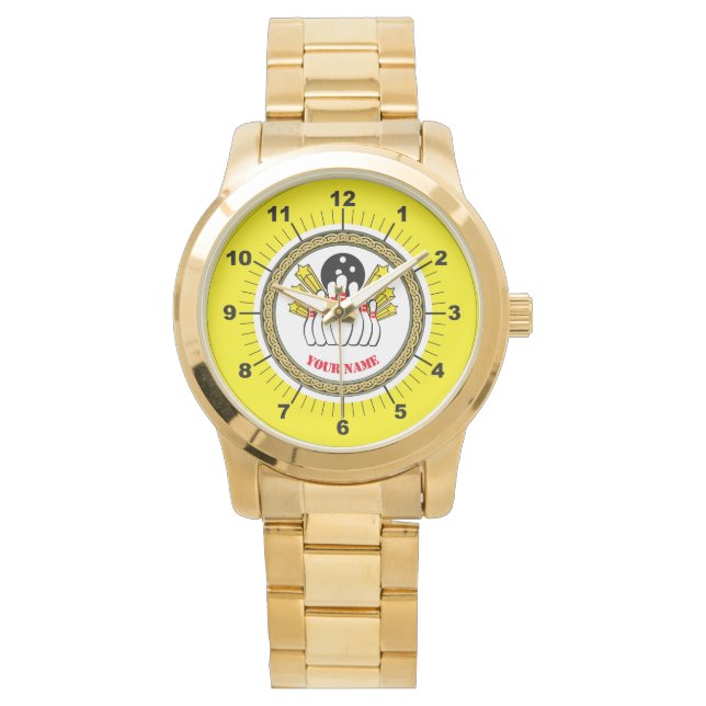 Heren Custom Bowling (naam toevoegen) Overmaatse H Horloge (Voorkant)