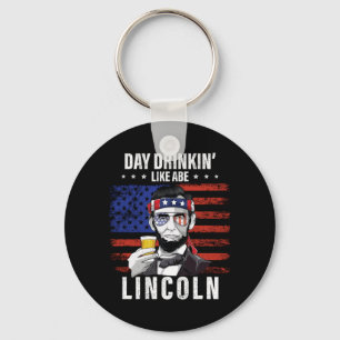 Heren Dag Drinken Als Abe Lincoln 4e Juli Sleutelhanger