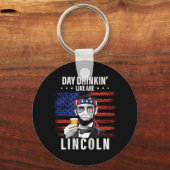 Heren Dag Drinken Als Abe Lincoln 4e Juli Sleutelhanger (Voorkant)