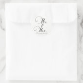 Heren & Dames Black White Script Huwelijksgunst Ronde Sticker (Tas)