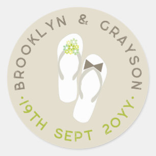 Heren & Dames Green Bloemen Flip Flops Strand Huwe Ronde Sticker