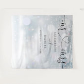 Heren Dames Hart Script Winter Bruiloft Foto Achte Wandkleed (Voorkant (horizontaal))