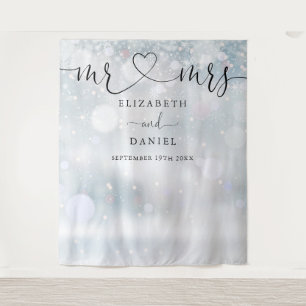 Heren Dames Hart Script Winter Bruiloft Foto Achte Wandkleed