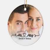 Heren & Dames Koppel Foto Overlay Script Hart Keramisch Ornament (Links)