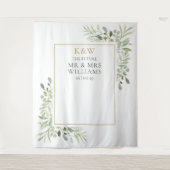 Heren Dames Monogram Groene Tuintjes Bruiloftsfoto Wandkleed (Voorkant)